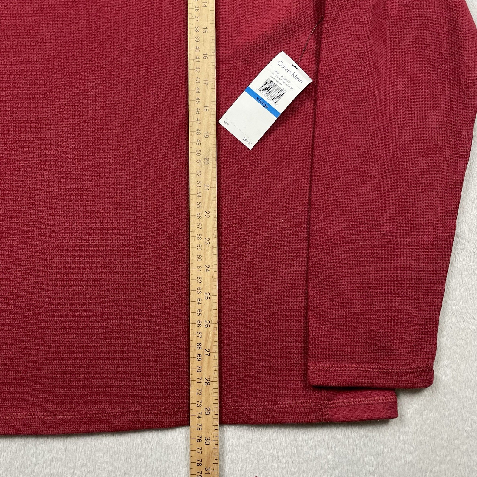 New Calvin Klein Sweater Mens XL Red Shawl Collar Preppy Winter Stretch Dressy thumbnail 4