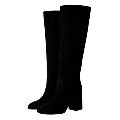 Stuart Weitzman Flareblock 85 Tall Slouch Boots US 8B Black Suede NIB