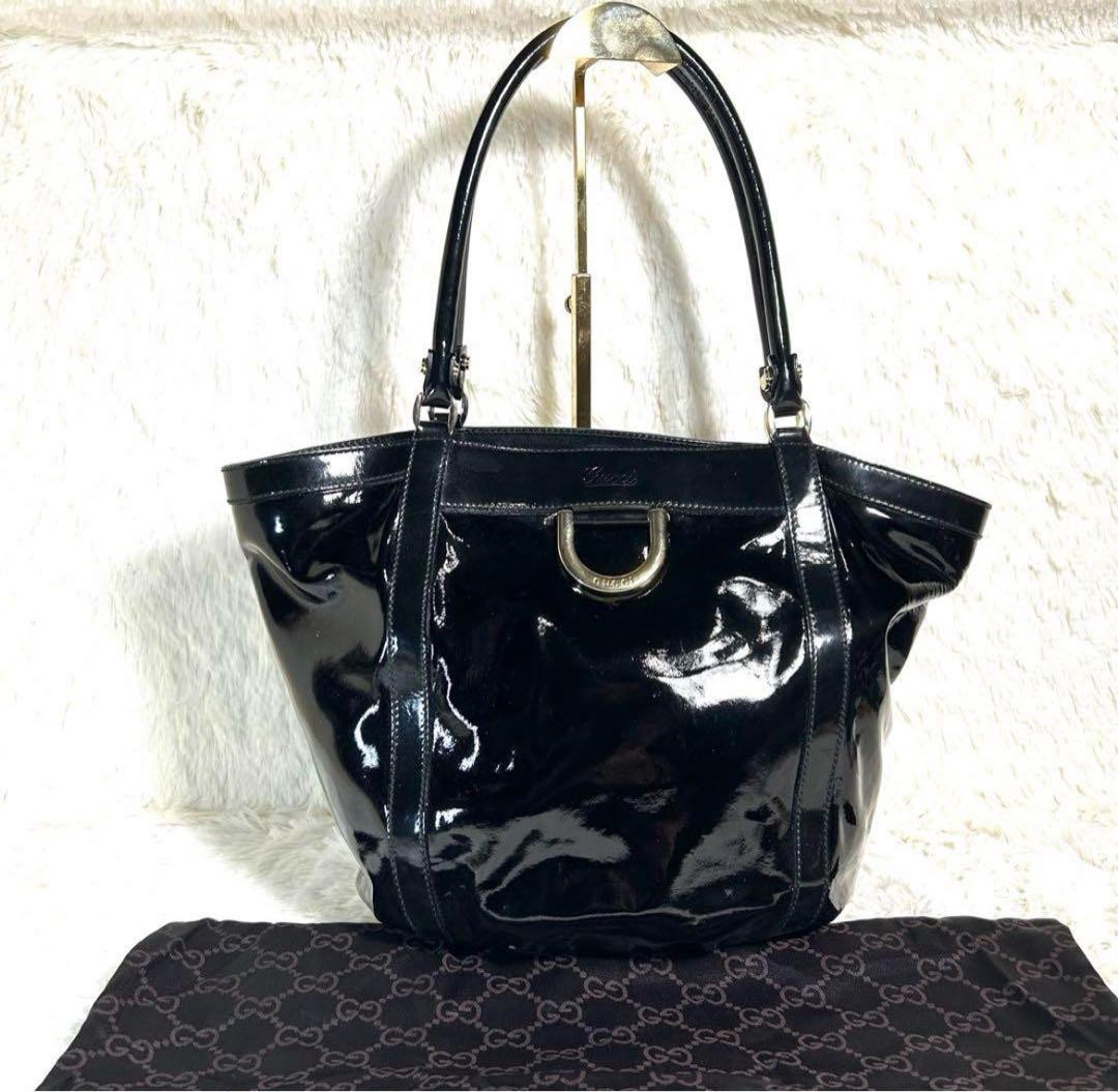 GUCCI Abbey Enamel Tote Bag Black Authentic Ladies Fashion Handbag thumbnail 2