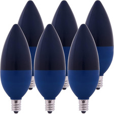 Blue Candelabra Bulbs 4W 25 Watt C37 E12 Base 120  Beam Angle UL Listed Candle B
