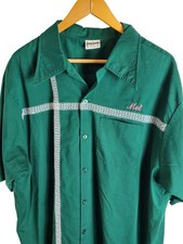 Vintage 1970s King Louie Bowling Shirt Men  s 2XL Green Retro Made in USA Cotton