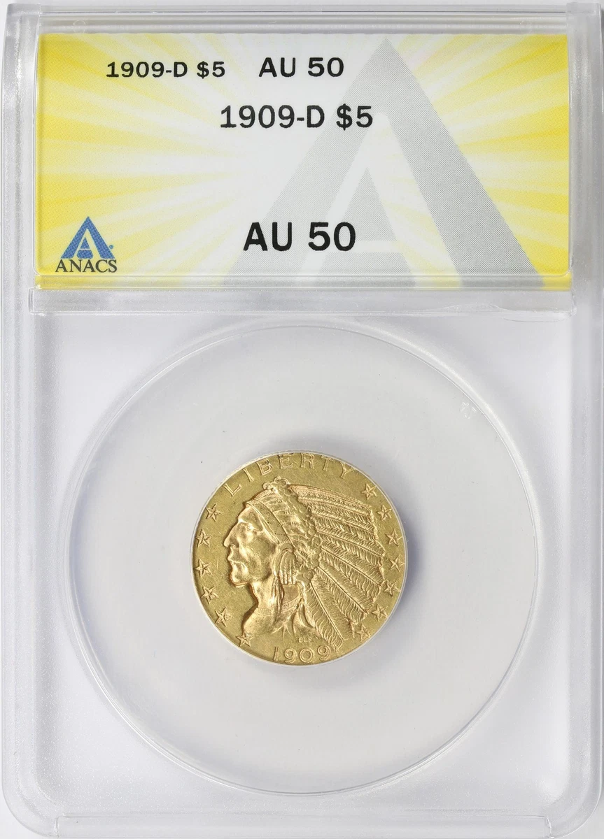 Circulated 1909 Year Half Eagle $5 US Gold Coins (Pre - 1933) for