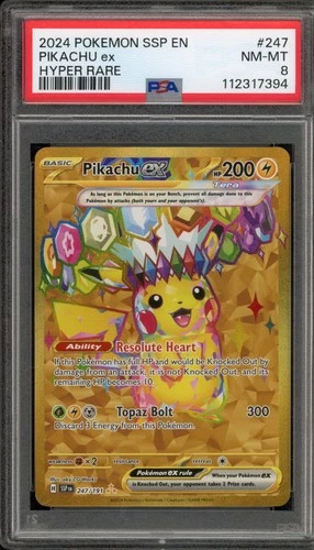 Pokemon Pikachu ex Surging Sparks Hyper Rare #247 PSA 8