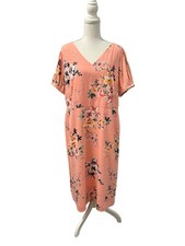 NWT LOFT Plus V Neck Peach Coral Floral Lined Dress Wedding Garden Tea Party 18