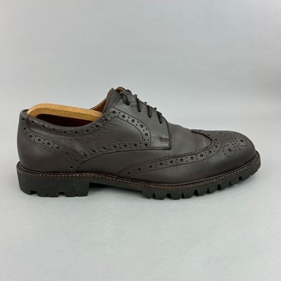 Hackett Schuhe Herren UK 9 dunkelbraun Leder Brogue Budapester Vibram Stollensohle