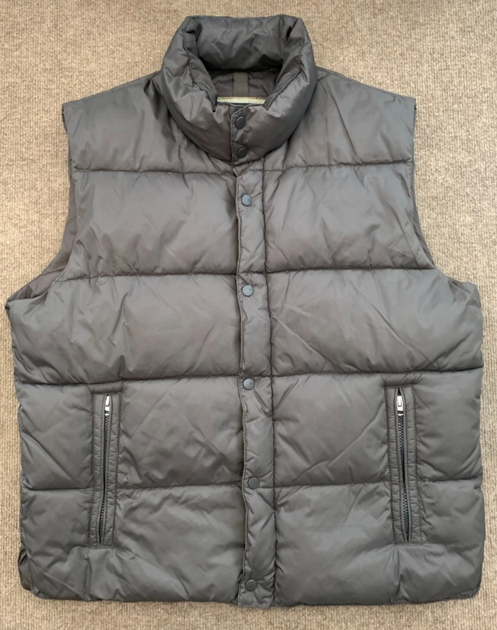 Vintage Old Navy Puffer Vest Mens L Quilted Nylon Snap Zip Outdoor Warm-Up