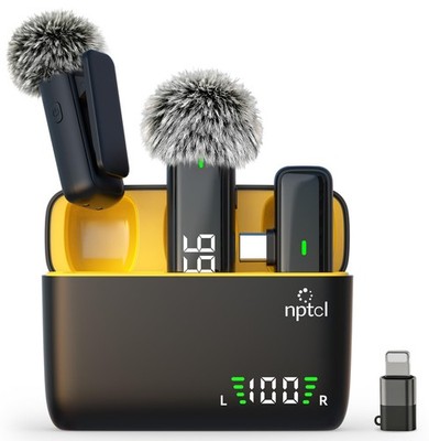 NPTCL Wireless Lavalier Microphone for iPhone Android Phone - USB Mini, Black