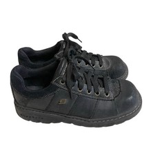 VTG Skechers Jammers Women 8.5 Black Suede Chunky Platform Lace Up Sneakers Y2K