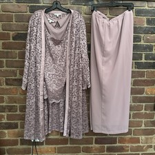 Oleg Cassini  3 Piece Mother Of The Bride Mauve Lace Tank  Jacket  Pants 24W