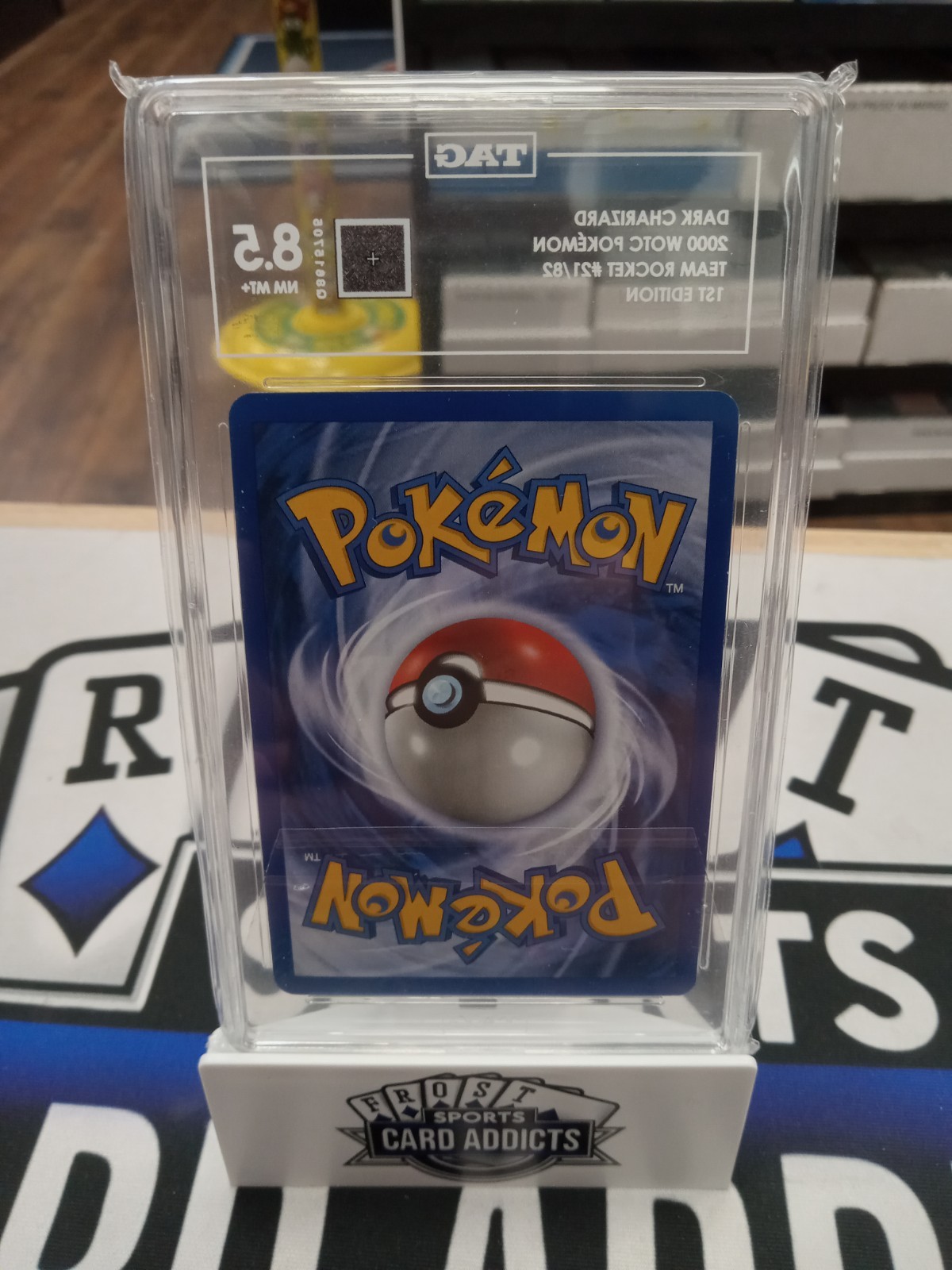 Pokemon Dark Charizard Team Rocket 1st Edition 21/82 Non-Holo  TAG 8.5 view 2