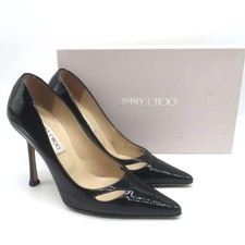 Jimmy Choo Margo Cutout Pointed Toe Pumps Black Patent Leather Size 36