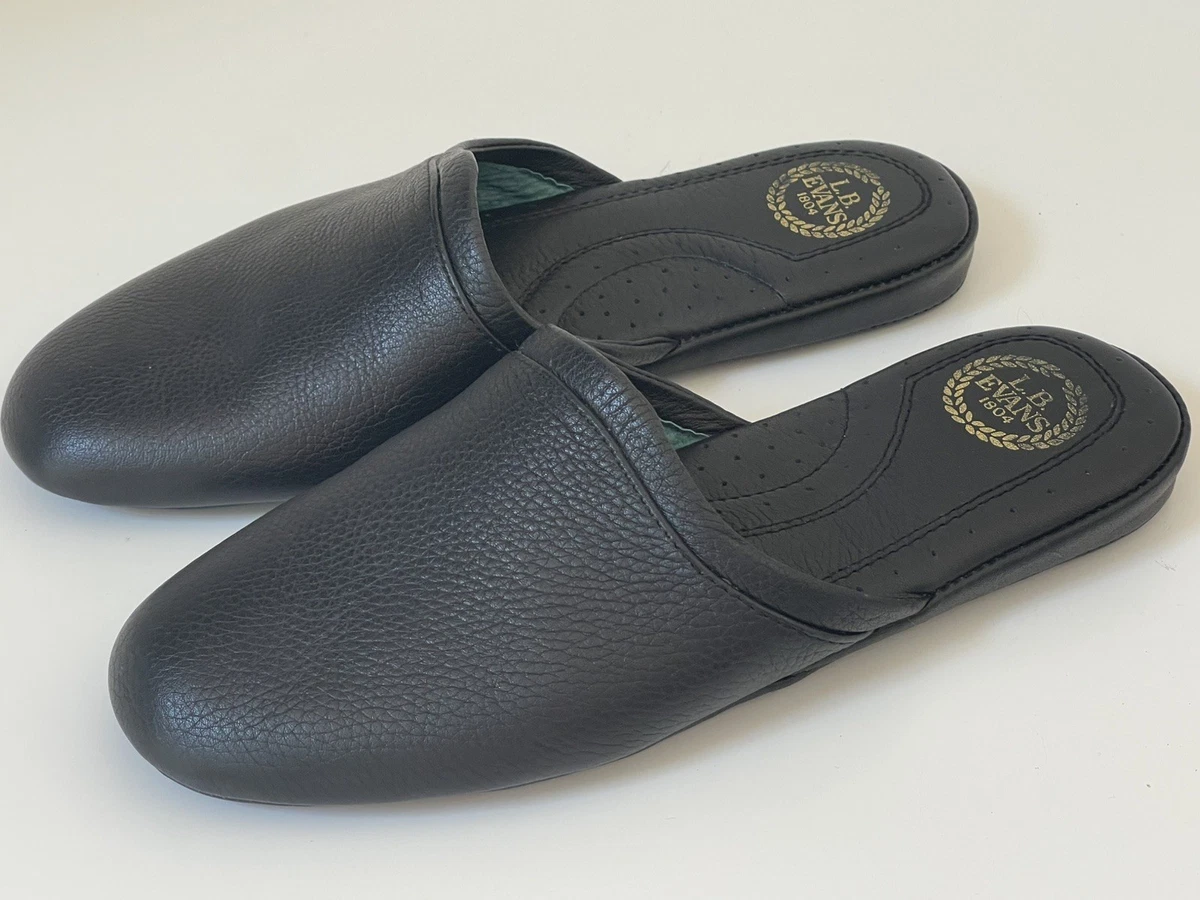 L.B. Evans Solid Slippers for Men with Upper Leather for 