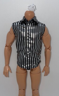 Barbie 2023 Dia De Muertos Model Muse Ken Doll Outfit Silver Striped Shirt Top