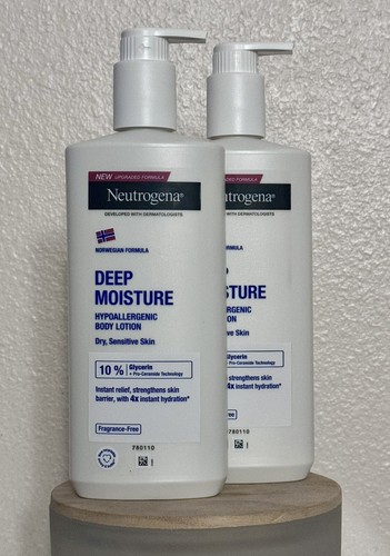 2pk Neutrogena DEEP MOISTURE Hypoallergenic Body Lotion 13.5 oz FRAGRANCE FREE