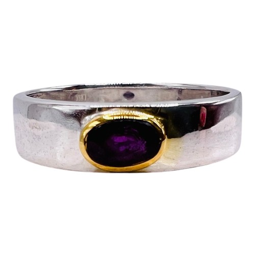 Natural Red Ruby Gemstone 925 Sterling Silver Vermiel Gold Accent Ring 7.25 - Picture 13 of 13
