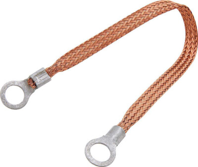 Copper Ground Strap 18in w/ 3/8in Ring Terminals ALLSTAR PERFORMANCE ALL76330-18