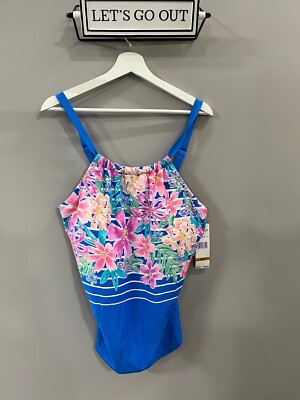 Beach House Woman Blair High Neck Tankini Top Paradise Peri 504 Sz 16W,  18W, 22W