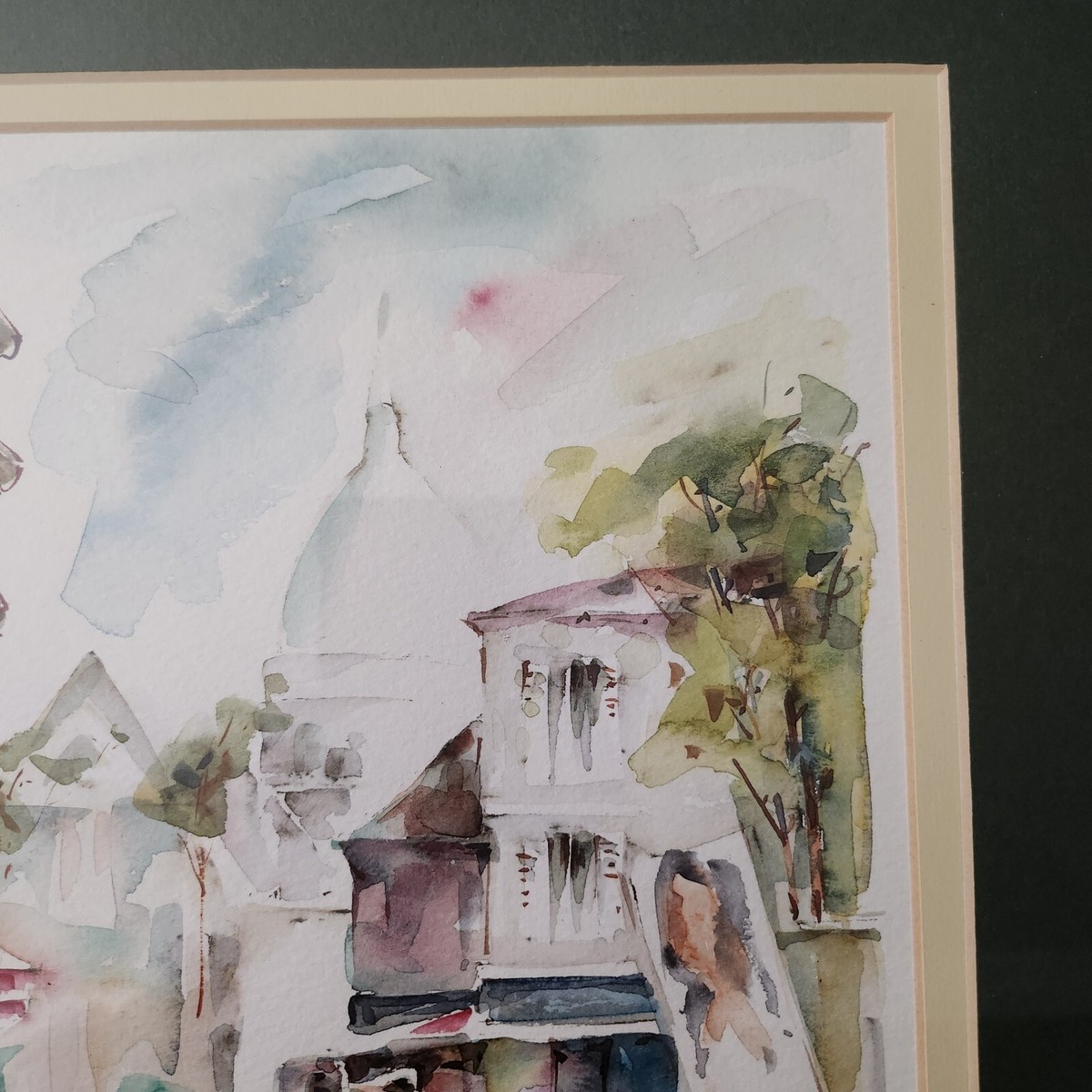 97 Paris Artist Signed France Montmartre Street Scene Watercolor