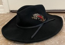 VTG Henschel Hat Made In USA Lite Felt Black Wool U Shape It Medium Cowboy West