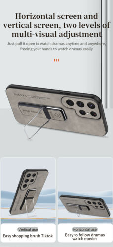 For iPhone Samsung Huawei Magnetic Car Holder Case Lambskin Leather Phone Cover - Picture 3 of 13