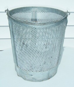 Vintage Galvanized Metal Office Home Waste Basket - Golf Ball Holder