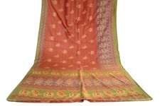 FNC Vintage Red Sambalpuri Ikat Sarees Handwoven Art Silk Sari Fabric Antique