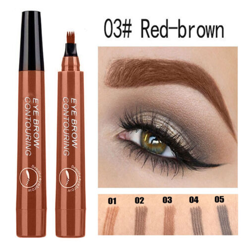 Microblading Eyebrow Pen Waterproof Fork Liquid 4 Tips Long Last Makeup Pencil - Picture 15 of 17