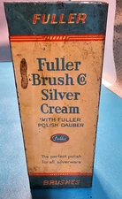 VINTAGE FULLER BRUSH CO HARTFORD CONN. Silver Cream CAN TIN Polish Dauber empty
