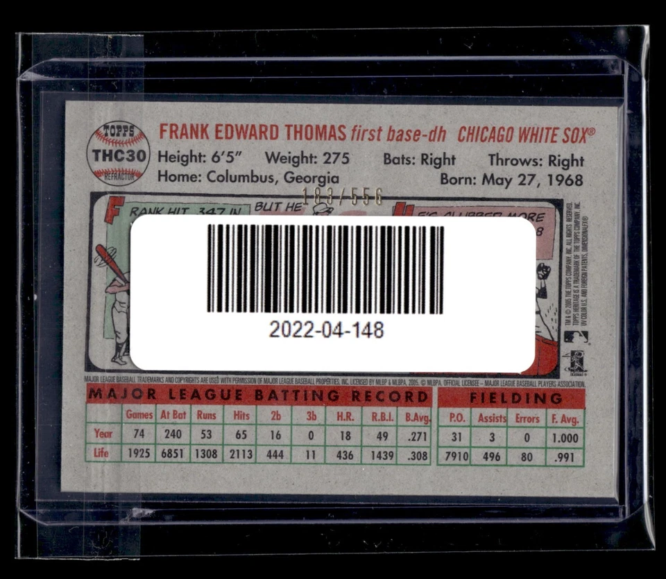 2005 Topps Heritage Chrome Refractor #THC30 Frank Thomas 183/556 White Sox HOF - Image 2 of 2