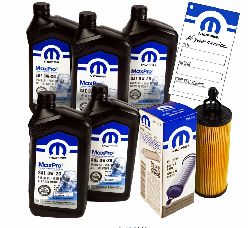 MOPAR 0W-20 MAXPRO+ 5L + Filter MO-349 68218951CA CHRYSLER JEEP DODGE RAM