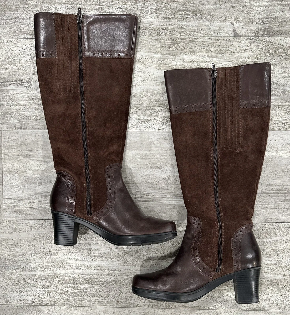 Clarks knee high suede boots deals