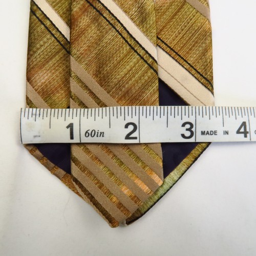 102 Madison Brown Beige Stripe Counter Stripe Plaid Mens Neck Tie 54x3.25 Short - Picture 6 of 6