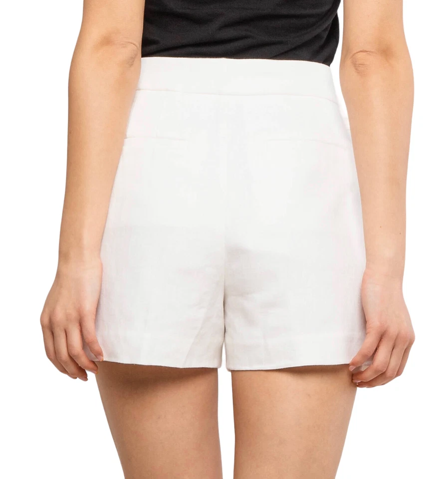 Pantalones cortos chinos plisados de lino blanco Michael Kors elegantes para mujer talla M MH93HCCA19 Foto 3 de 4
