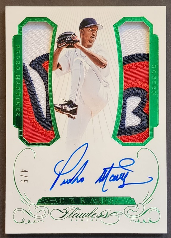 2016 PEDRO MARTINEZ FLAWLESS ON CARD AUTO /5 GAME WORN!