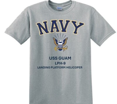 USS GUAM  LPH-9* AMPHIBIOUS *NAVY EAGLE*SHIRT. OFFICIALLY LICENSED