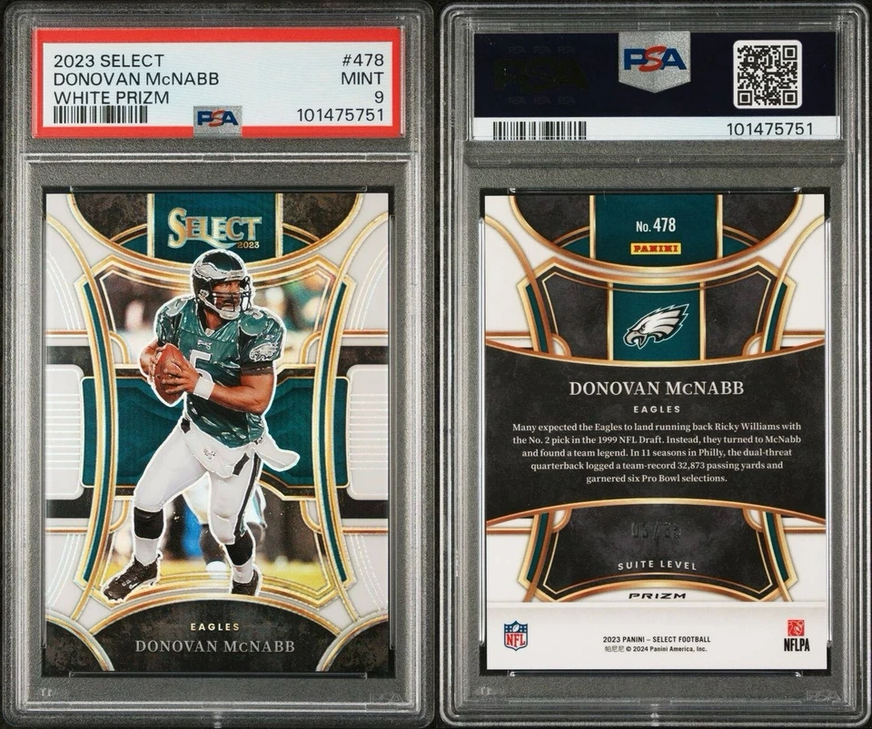 2023 Panini Select Donovan McNabb #478 3/35 White Suite Level PSA 9 Eagles NFL - Image 3 of 3