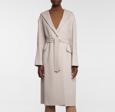 Max Mara S - Svezia Coat - Beige Virgin Wool Hooded Belted - 8uk 40it New&tags
