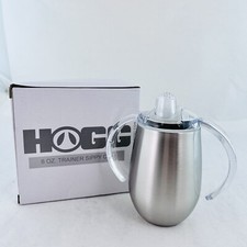 HOGG 8 Oz. Trainer Sippy Cup BPA Free Stainless Steel Silver
