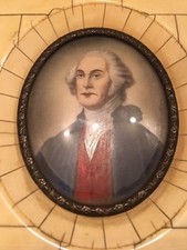 c. 1815 GEORGE WASHINGTON Miniature Painting Ornately Framed