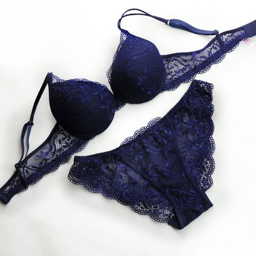 Conjunto de lencería para mujer sujetador push up de encaje + bragas conjunto de ropa interior bracier de mujer ff - Imagen 19 de 43