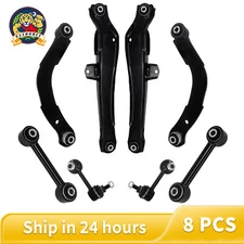 8Pcs Rear Suspension Kit Upper Lower Control Lateral Toe Arms Sway Bar Links