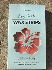 KoluaWax Wax Strips Bikini and Body ~ 40 wax strips and 4 Tea Tree Oil Cloths 