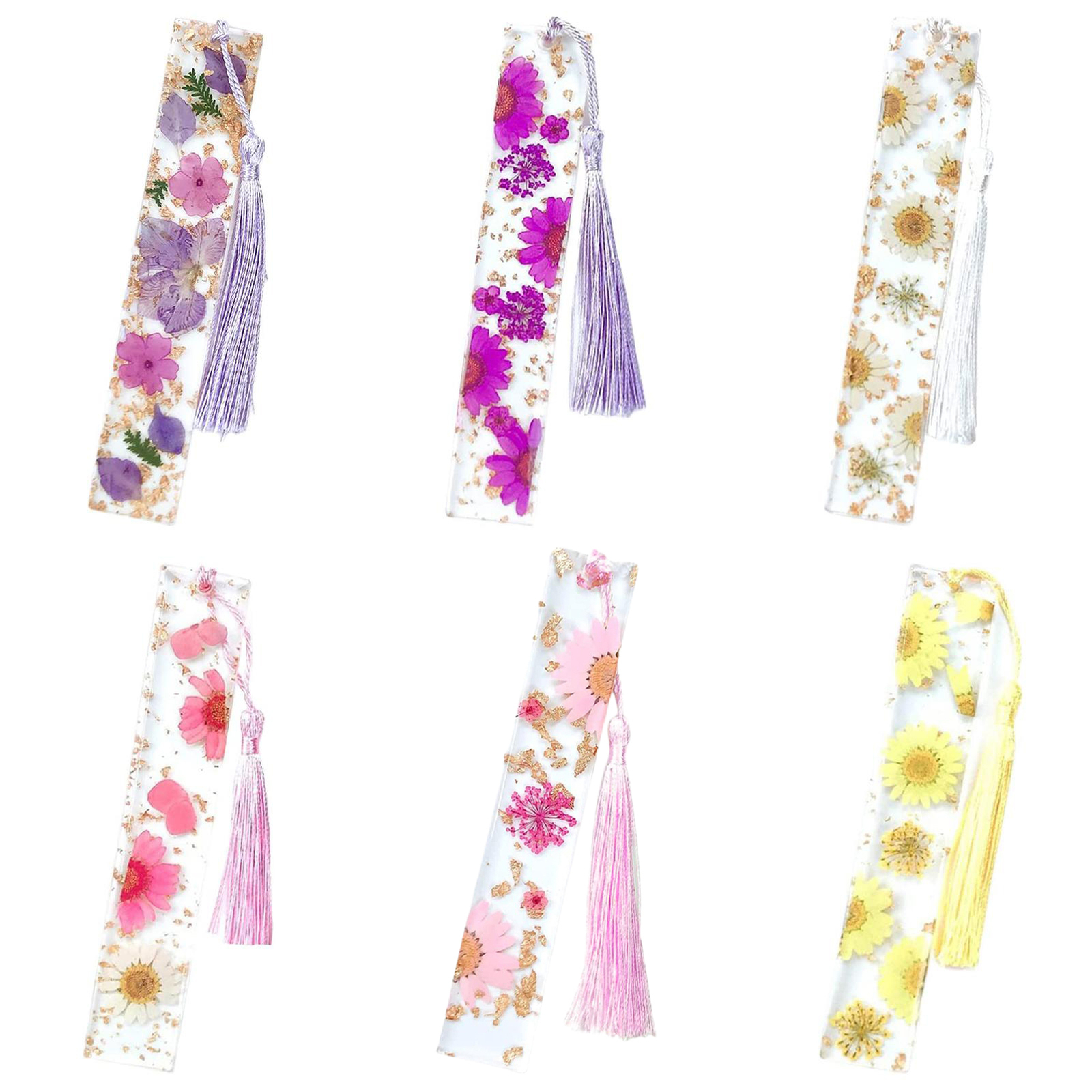 Pressed Flower Bookmark - Transparent Daisy Dried Floral Bookmark for Reading-image