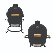 Kamado BBQ Grill Black Ceramic Mini Oven Barbecue Egg Charcoal Smoker