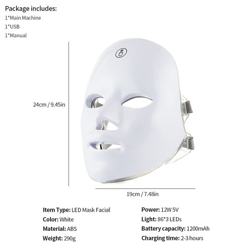 7 Farben Photon LED Licht Gesichtsmaske Gesichtshautpflege Verjüngung Schönheit Maschine - Bild 11 von 12