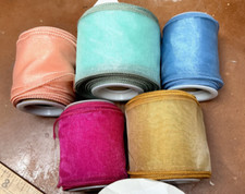 nylon organza sheer wired ribbon 1.5" sewn USA 34 3/4 yds asstd Taiwan