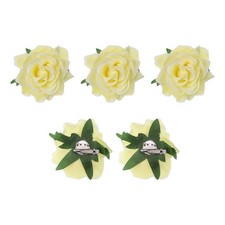 5Pcs Rose Flower Hair Clips 4 Inch Flower Hair Pins Flower Brooch Light Yellow
