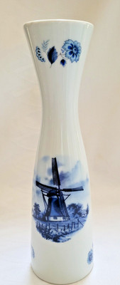 Delft Blauw Blumenvase Windmühle
