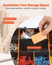 Small Parts Organizer, 34-Compartment Double Side Tools Organizer Box with 24...