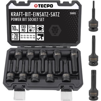 TECPO TORX STECKSCHLÜSSEL SATZ 1/2 ZOLL T20-T70 KRAFTNÜSSE SCHLAGNÜSSE NUSS SET